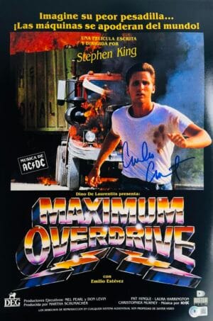 EMILIO ESTEVEZ SIGNED 11X17 PHOTO MAXIMUM OVERDRIVE AUTOGRAPH HORROR BAS K630