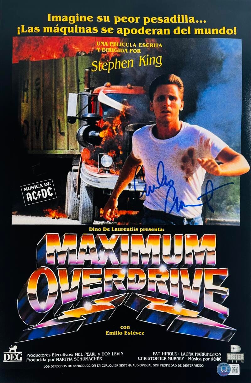 EMILIO ESTEVEZ SIGNED 11X17 PHOTO MAXIMUM OVERDRIVE AUTOGRAPH HORROR BAS 629