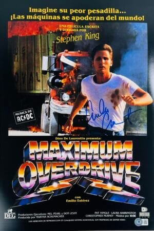 EMILIO ESTEVEZ SIGNED 11X17 PHOTO MAXIMUM OVERDRIVE AUTOGRAPH HORROR BAS 628