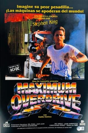EMILIO ESTEVEZ SIGNED 11X17 PHOTO MAXIMUM OVERDRIVE AUTOGRAPH HORROR BAS 627