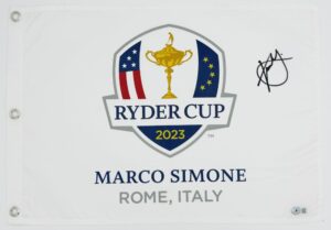 XANDER SCHAUFFELE SIGNED 2023 RYDER CUP GOLF FLAG MARCO SIMONE AUTOGRAPH BAS K82