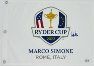 LUDVIG ABERG SIGNED 2023 RYDER CUP MARCO SIMONE GOLF FLAG PGA AUTOGRAPH BAS K539