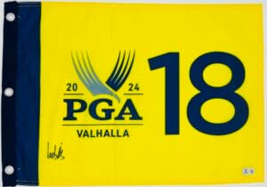LUDVIG ABERG SIGNED 2024 PGA CHAMPIONSHIP GOLF FLAG VALHALLA AUTOGRAPH BAS K38
