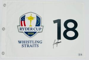 TONY FINAU SIGNED 2020 2021 RYDER CUP GOLF FLAG WHISTLING STRAITS BECKETT K58