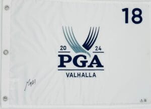 MAX HOMA SIGNED 2024 PGA CHAMPIONSHIP GOLF PIN FLAG U.S. OPEN AUTOGRAPH BAS K73