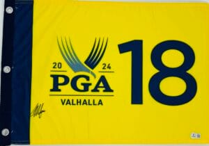 COLLIN MORIKAWA SIGNED 2024 PGA CHAMPIONSHIP GOLF PIN FLAG PGA AUTOGRAPH BAS K04