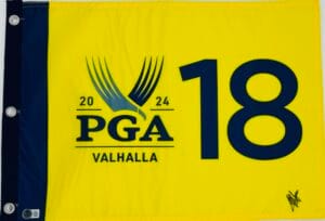 COLLIN MORIKAWA SIGNED 2024 PGA CHAMPIONSHIP GOLF PIN FLAG PGA AUTOGRAPH BAS J02