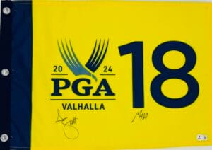 MAX HOMA ADAM SCOTT SIGNED 2024 PGA CHAMPIONSHIP GOLF PIN FLAG AUTOGRAPH BAS J70