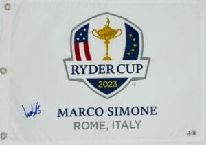 LUDVIG ABERG SIGNED 2023 RYDER CUP MARCO SIMONE GOLF FLAG PGA AUTOGRAPH BAS J36