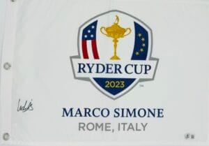 LUDVIG ABERG SIGNED 2023 RYDER CUP MARCO SIMONE GOLF FLAG PGA AUTOGRAPH BAS J35