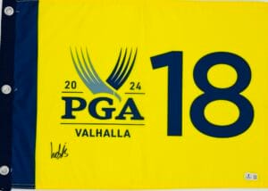 LUDVIG ABERG SIGNED 2024 PGA CHAMPIONSHIP GOLF FLAG VALHALLA AUTOGRAPH BAS J34