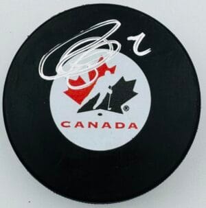 JONATHAN DROUIN SIGNED TEAM CANADA HOCKEY PUCK AVALANCHE CANADIENS AUTOGRAPH J3