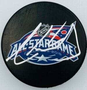 AARON EKBLAD SIGNED 2015 ALL STAR GAME PUCK FLORIDA PANTHERS AUTOGRAPH COA J2