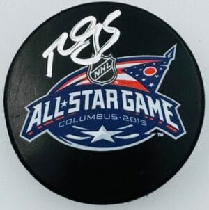 MARK GIORDANO SIGNED 2015 ALL STAR GAME PUCK CALGARY FLAMES TORONTO AUTOGRAPH J1