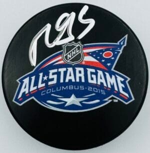 MARK GIORDANO SIGNED 2015 ALL STAR GAME PUCK CALGARY FLAMES TORONTO AUTOGRAPH J2