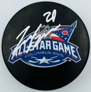 ZEMGUS GIRGENSONS SIGNED 2015 ALL STAR GAME PUCK BUFFALO SABRES AUTOGRAPH COA J2