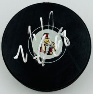 MIKE HOFFMAN SIGNED OTTAWA SENATORS HOCKEY PUCK SAN JOSE SHARKS AUTOGRAPH K1