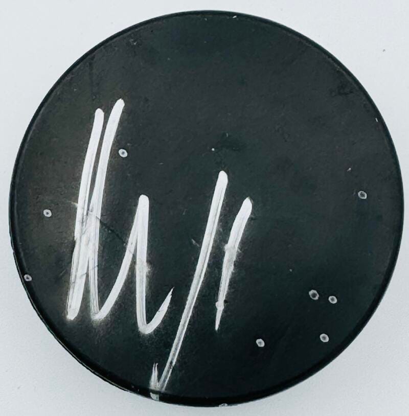 ROBERTO LUONGO SIGNED PUCK FLORIDA PANTHERS VANCOUVER CANUCKS AUTOGRAPH COA J1