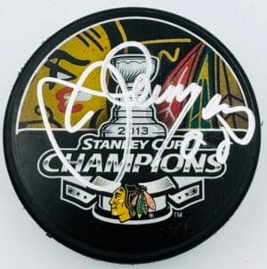 JAMAL MAYERS SIGNED 2013 CHICAGO BLACKHAWKS STANLEY CUP CHAMPIONS PUCK COA J2