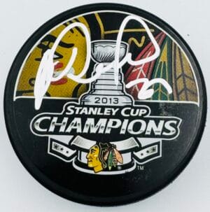MICHAL ROZSIVAL SIGNED CHICAGO BLACKHAWKS 2013 STANLEY CUP PUCK AUTOGRAPH COA K1