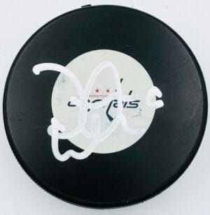 DENNIS WIDEMAN SIGNED WASHINGTON CAPITALS HOCKEY PUCK FLAMES AUTOGRAPH COA J1