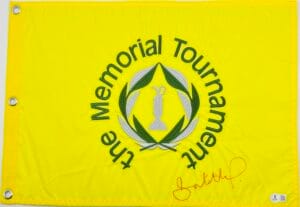 SAHITH THEEGALA SIGNED THE MEMORIAL TOURNAMENT GOLF PIN FLAG AUTOGRAPH BAS K23
