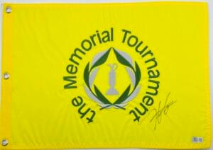 HIDEKI MATSUYAMA SIGNED THE MEMORIAL TOURNAMENT GOLF FLAG 2024 U.S. OPEN BAS K90