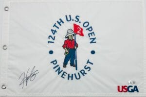 HIDEKI MATSUYAMA SIGNED 2024 U.S. OPEN GOLF PIN FLAG PINEHURST AUTOGRAPH BAS K93