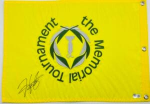 HIDEKI MATSUYAMA SIGNED THE MEMORIAL TOURNAMENT GOLF FLAG 2024 U.S. OPEN BAS K92