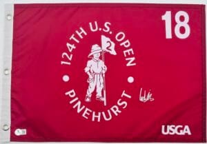 LUDVIG ABERG SIGNED 2024 U.S. OPEN GOLF PIN FLAG PINEHURST AUTOGRAPH BECKETT K45