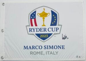 LUDVIG ABERG SIGNED 2023 RYDER CUP GOLF FLAG 2024 U.S. OPEN AUTOGRAPH BAS K42