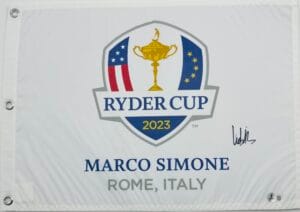 LUDVIG ABERG SIGNED 2023 RYDER CUP GOLF FLAG 2024 U.S. OPEN AUTOGRAPH BAS K41