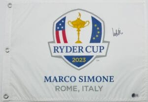 LUDVIG ABERG SIGNED 2023 RYDER CUP GOLF FLAG 2024 BRITISH OPEN AUTOGRAPH BAS K40