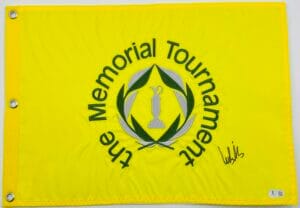 LUDVIG ABERG SIGNED THE MEMORIAL TOURNAMENT GOLF FLAG 2024 BRITISH OPEN BAS K38