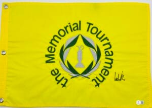 LUDVIG ABERG SIGNED THE MEMORIAL TOURNAMENT GOLF FLAG 2024 BRITISH OPEN BAS K37