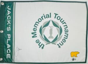 JUSTIN THOMAS SIGNED L/E THE MEMORIAL TOURNAMENT GOLF FLAG AUTOGRAPH BAS J19