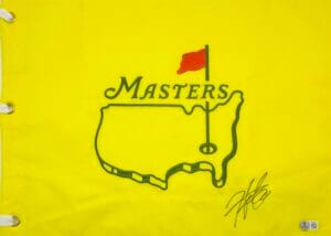 HIDEKI MATSUYAMA SIGNED UNDATED AUGUSTA MASTERS GOLF PIN FLAG BECKETT BAS J195