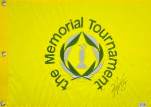 HIDEKI MATSUYAMA SIGNED THE MEMORIAL TOURNAMENT GOLF FLAG 2024 U.S. OPEN BAS J94