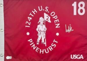 LUDVIG ABERG SIGNED 2024 U.S. OPEN GOLF PIN FLAG PINEHURST AUTOGRAPH BECKETT J52