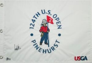 LUDVIG ABERG SIGNED 2024 U.S. OPEN GOLF PIN FLAG PINEHURST AUTOGRAPH BECKETT J51