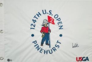LUDVIG ABERG SIGNED 2024 U.S. OPEN GOLF PIN FLAG PINEHURST AUTOGRAPH BECKETT J50