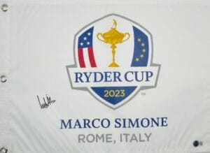 LUDVIG ABERG SIGNED 2023 RYDER CUP MARCO SIMONE GOLF FLAG PGA AUTOGRAPH BAS J49