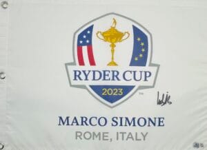 LUDVIG ABERG SIGNED 2023 RYDER CUP MARCO SIMONE GOLF FLAG PGA AUTOGRAPH BAS J48