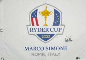 LUDVIG ABERG SIGNED 2023 RYDER CUP MARCO SIMONE GOLF FLAG PGA AUTOGRAPH BAS J47