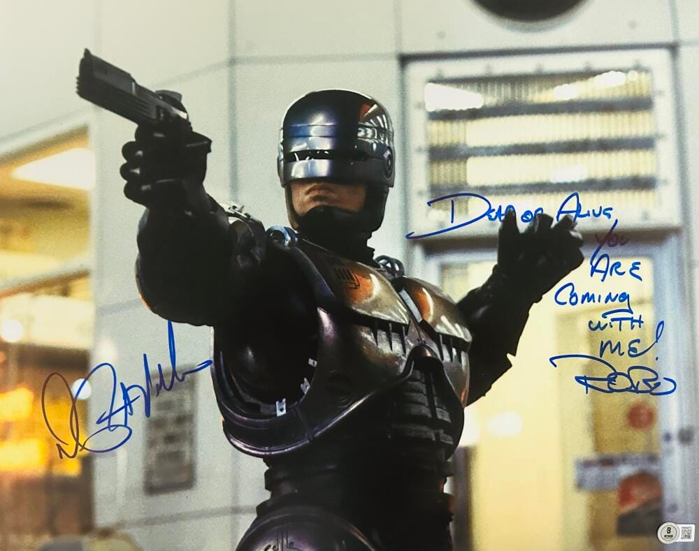 PETER WELLER SIGNED 16X20 PHOTO WITH RARE INSCRIPTION ROBOCOP AUTOGRAPH BAS 373