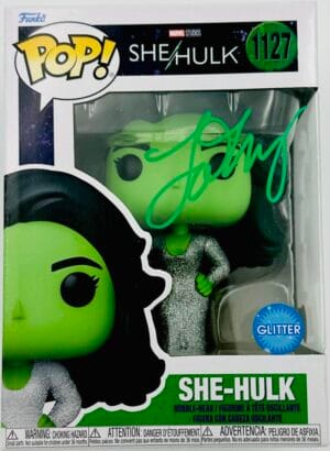 TATIANA MASLANY SIGNED SHE-HULK FUNKO POP 1127 GLITTER SHE HULK AUTOGRAPH BAS 91