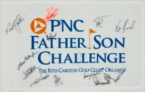 SIGNED PNC FATHER SON GOLF FLAG LEE TREVINO HALE IRWIN VJAY SINGH CRENSHAW K1