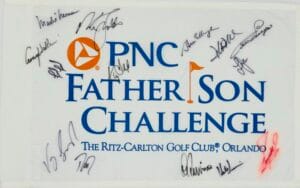SIGNED PNC FATHER SON GOLF FLAG LEE TREVINO HALE IRWIN VJAY SINGH CRENSHAW J1