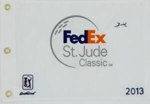 GUAN TIANLANG SIGNED FEDEX ST. JUDE CLASSIC GOLF FLAG TPC SOUTHWIND AUTOGRAPH J1