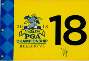 FRANCESCO MOLINARI SIGNED 2018 PGA CHAMPIONSHIP GOLF PIN FLAG AUTOGRAPH COA K2